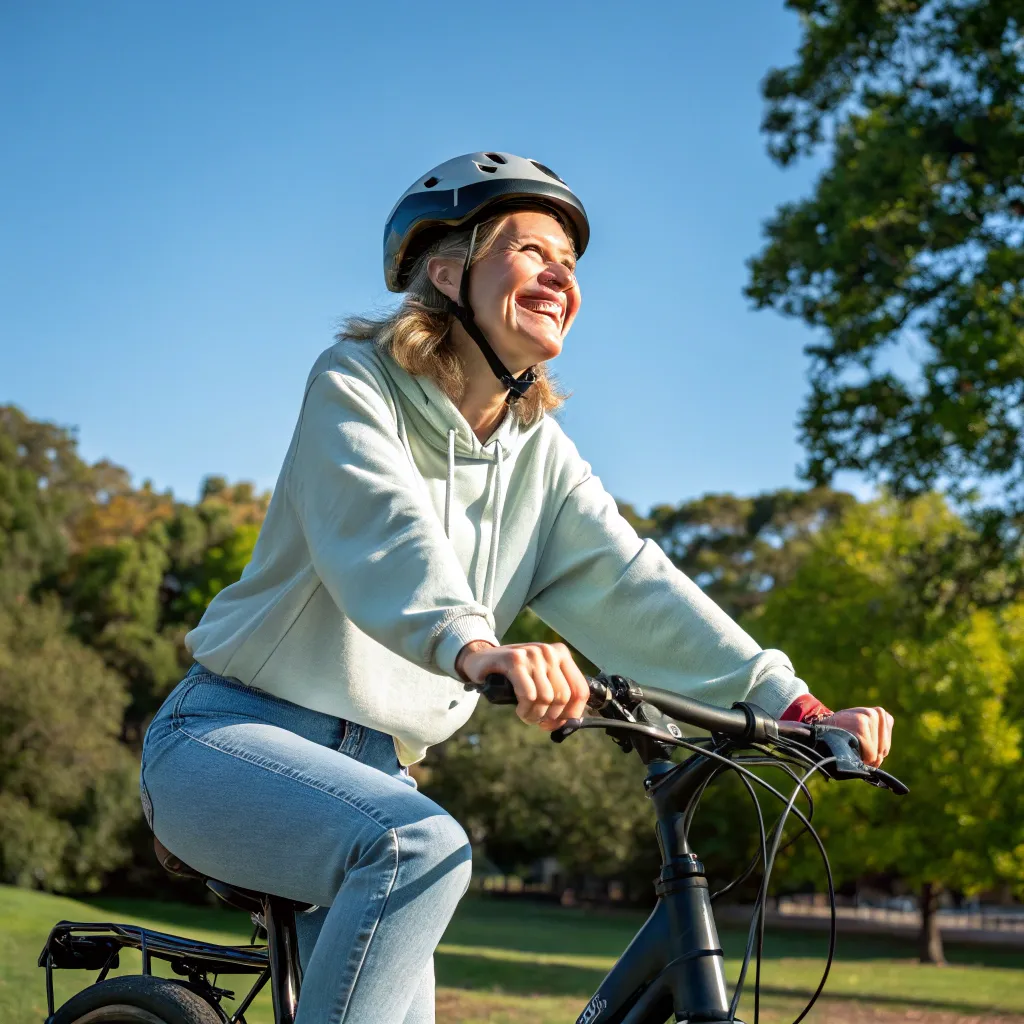 Emily Jones enjoying her new bicycle