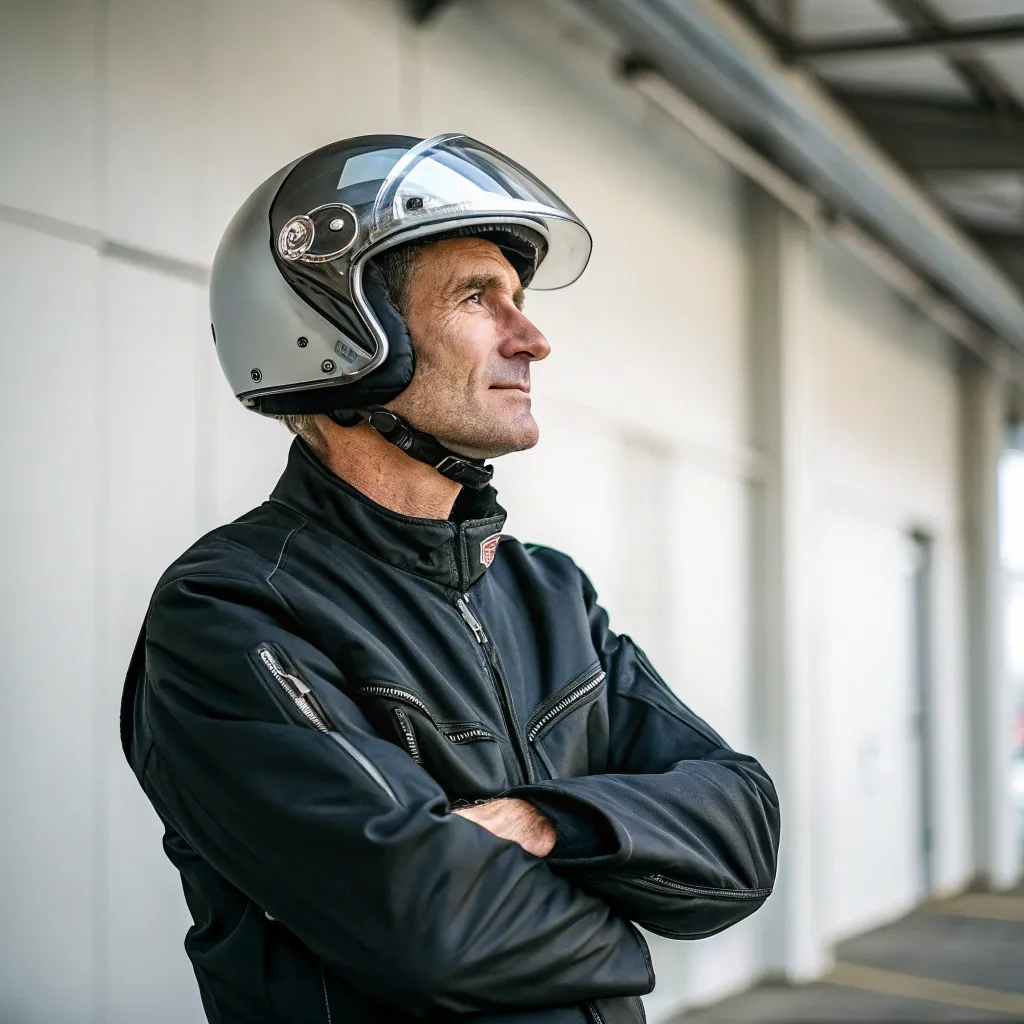 John Smith with his new helmet